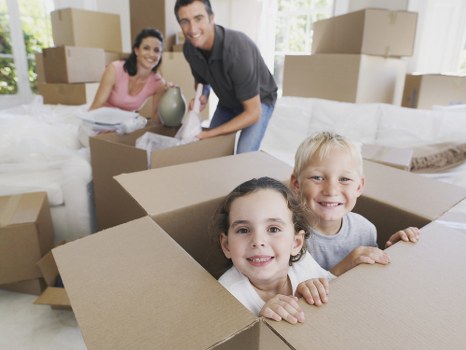 Moving van and packed boxes for removals in Uxbridge