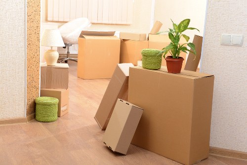 Packed boxes and furniture ready for a local move